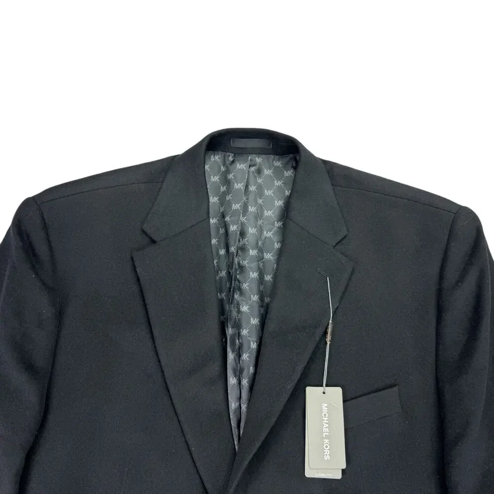 Michael Kors Mens Kipp Wool Cashmere Luxury Classic Fit Sport Coat Black 48R